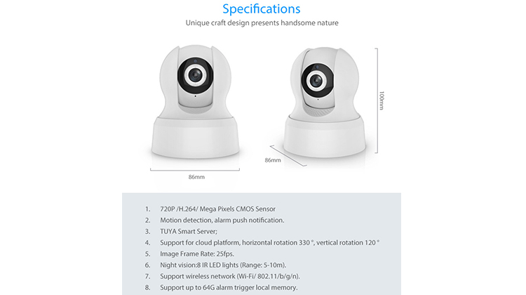 Wi-Fi IP Camera PTZ Indoor 720P